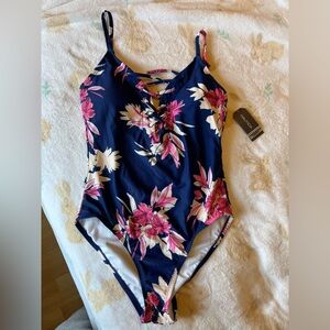Nautica Swimwear - Navy and Pink Floral Swimsuit